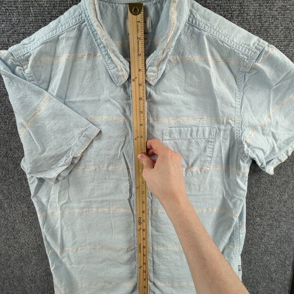 Quiksilver Button Up Shirt Short Sleeve Men Surf Blue Striped Medium Beach ** - Picture 3 of 16